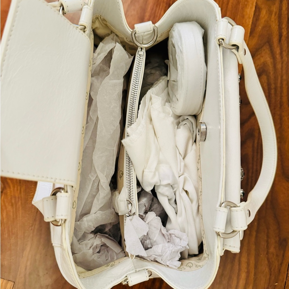 PINKO Top Handle White Leather Bag - Picture 4 of 4